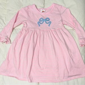 Stitchy Fish pink striped dress with bow applique sz 2T EUC smoke free home